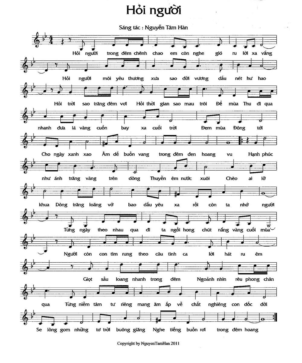 Sheet nhạc Hỏi Người